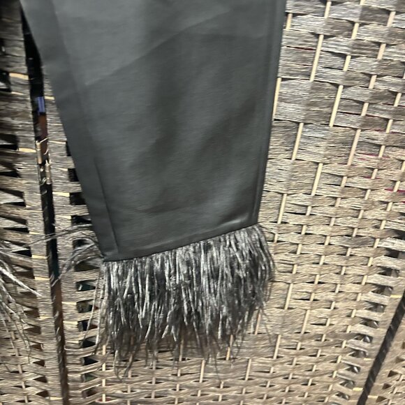 Kate Spade Black Tech Satin Feather-Trim Pants Size 6 NWT - Picture 7 of 10